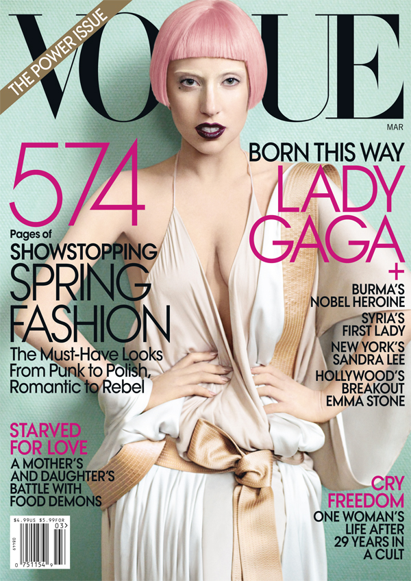 Lady Gaga Covers Vogue's March Power Issue Makeup and Beauty blog 