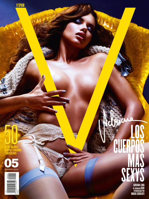 Adriana Lima's cover is shot by Mario Sorrenti and styled by Andrew 