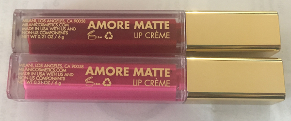 Milani Amore Matte Lip Crème. Top: Devotion. Bottom: Sweetheart.