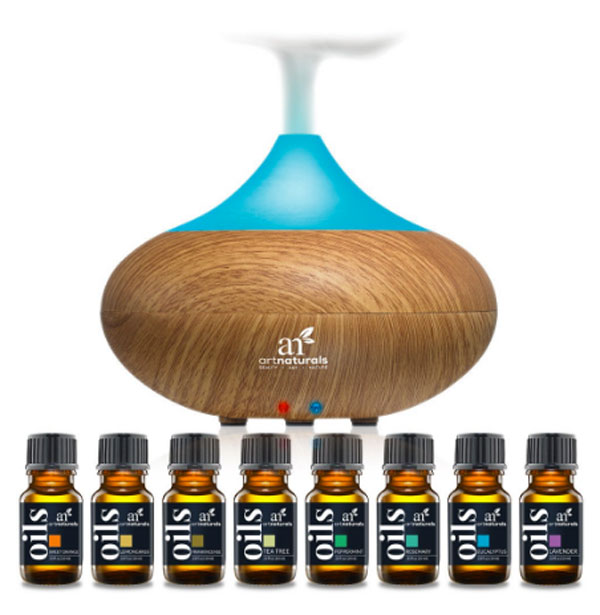 artnaturals® top 8 essential oils & oil diffuser set
